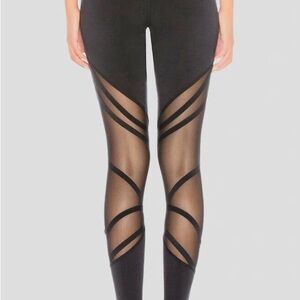 ALO Yoga Black Strappy Mesh Leggings